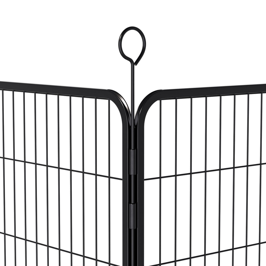 Dog Playpen, 16 Panels Pet Exercise Pen Indoor / Outdoor Fence With Anti Skid Base - Black