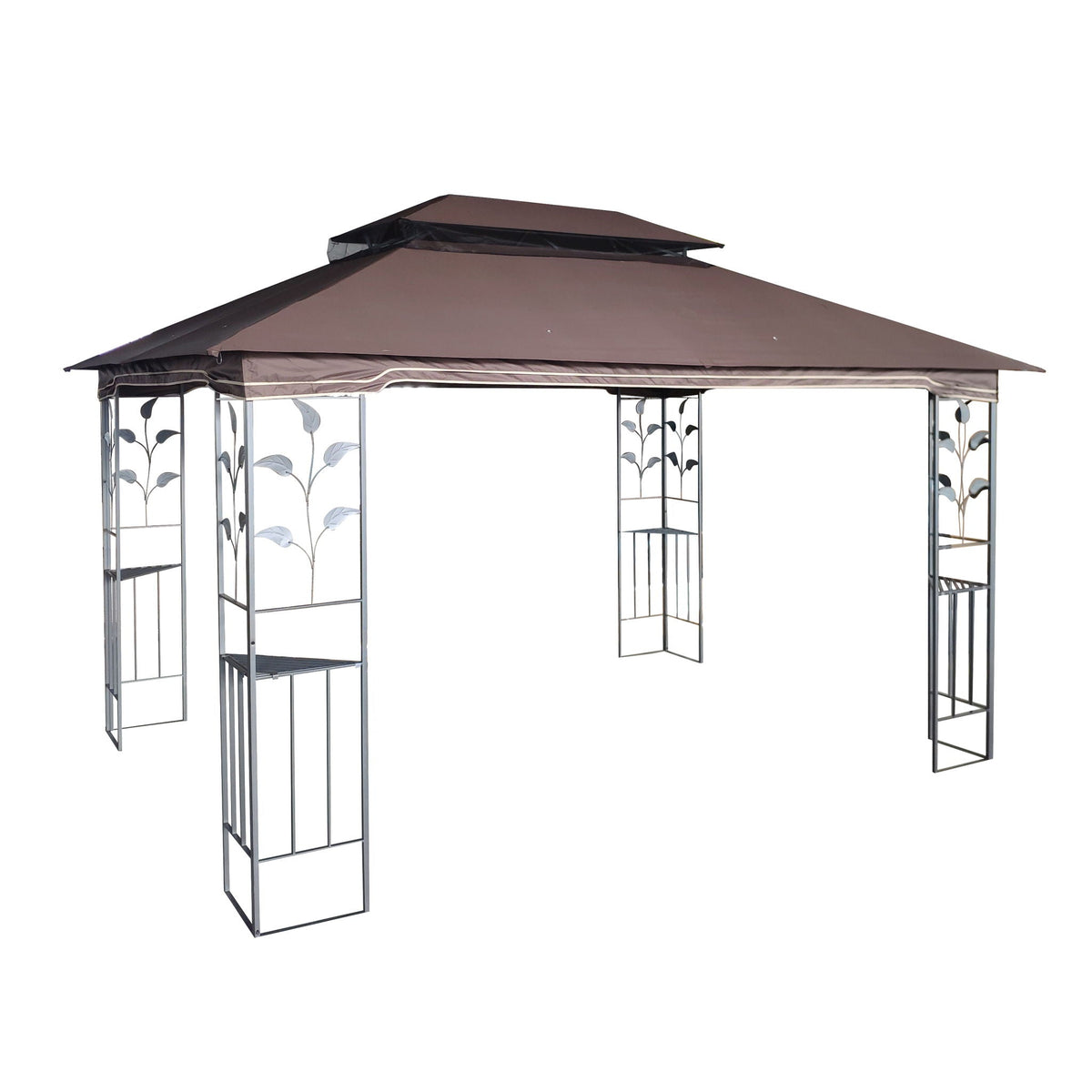 Patio Gazebo Tent With Ventilated Double Roof And Mosquito Net For Backyard Or Garden