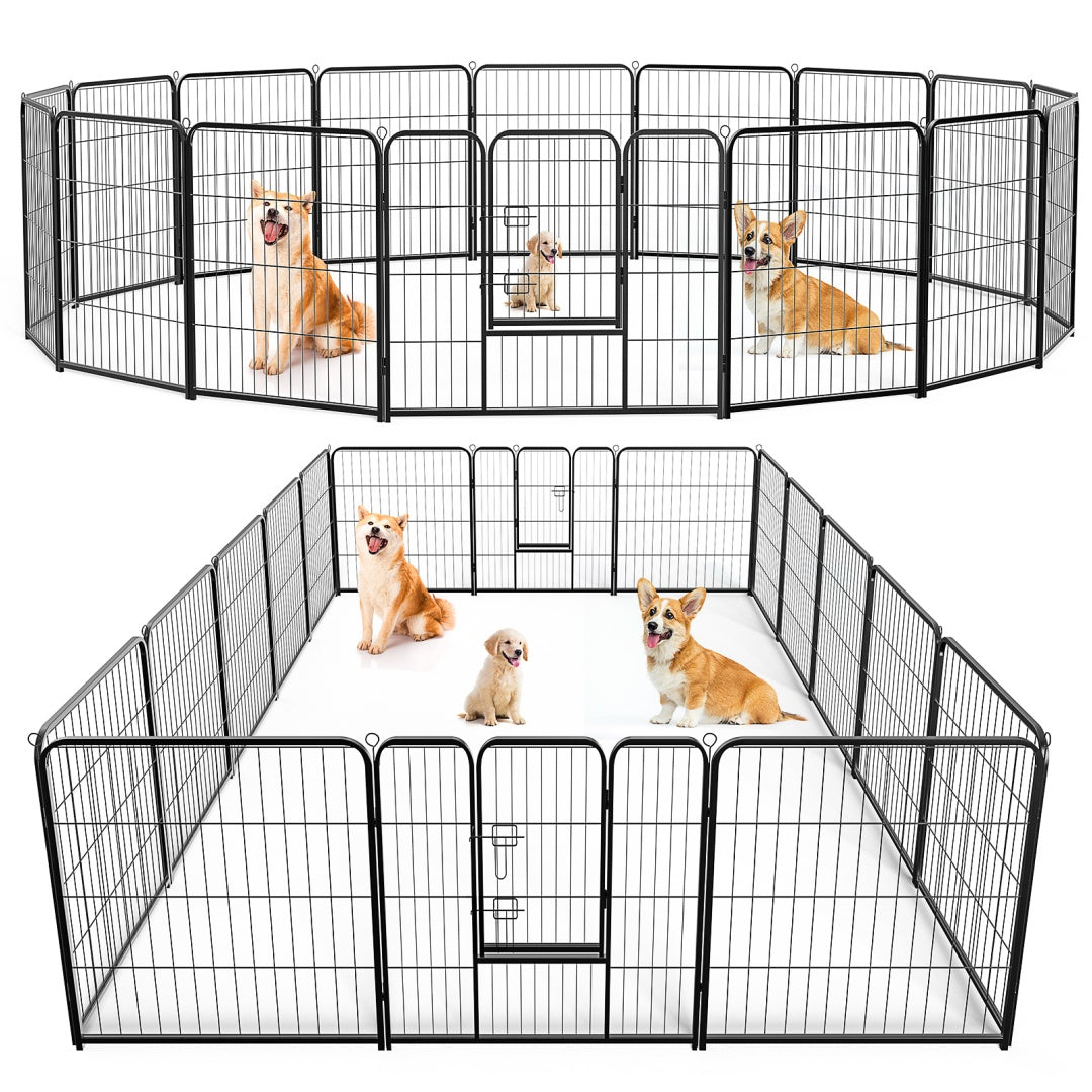 Dog Playpen Indoor Fence Height Metal Exercise Pen With Door Small Puppy-Medium-Large Dogs Animal Pet For Outdoor, Garden, Yard