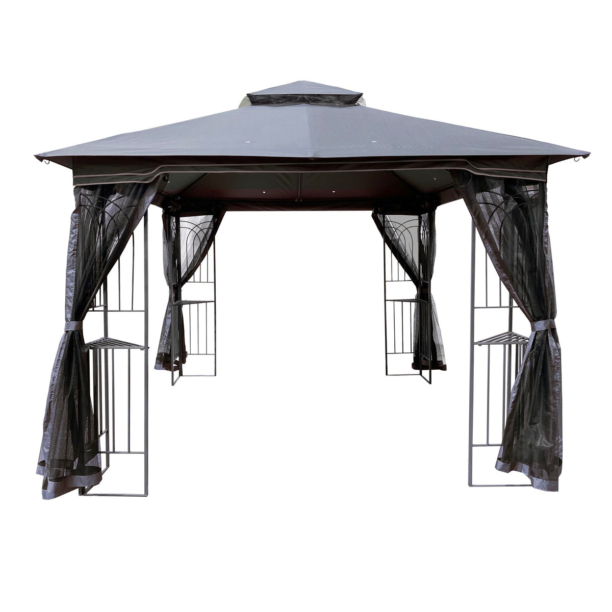 Patio Gazebo Tent With Ventilated Double Roof And Mosquito Net