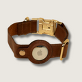 Stylish Leather AirTag Dog Collar - Dark Brown - Davie