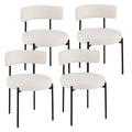 Boucle Dining Chair with Curved Backrest and Metal Legs Set of 4-White