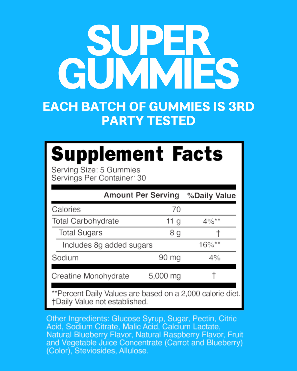 Creatine Monohydrate Gummies - Sour Blue Razz