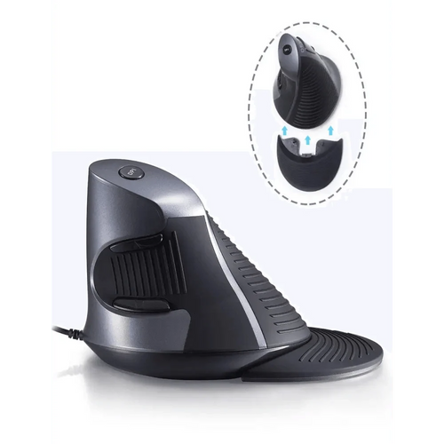 Black Ergonomic Design Vertical Mouse Adjustable DPI Optical Right Hand Mouse Reduce Wrist Pain 6 Buttons Modern Mouse For Computers Laptops PC