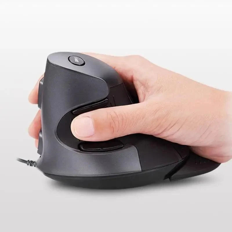 Black Ergonomic Design Vertical Mouse Adjustable DPI Optical Right Hand Mouse Reduce Wrist Pain 6 Buttons Modern Mouse For Computers Laptops PC