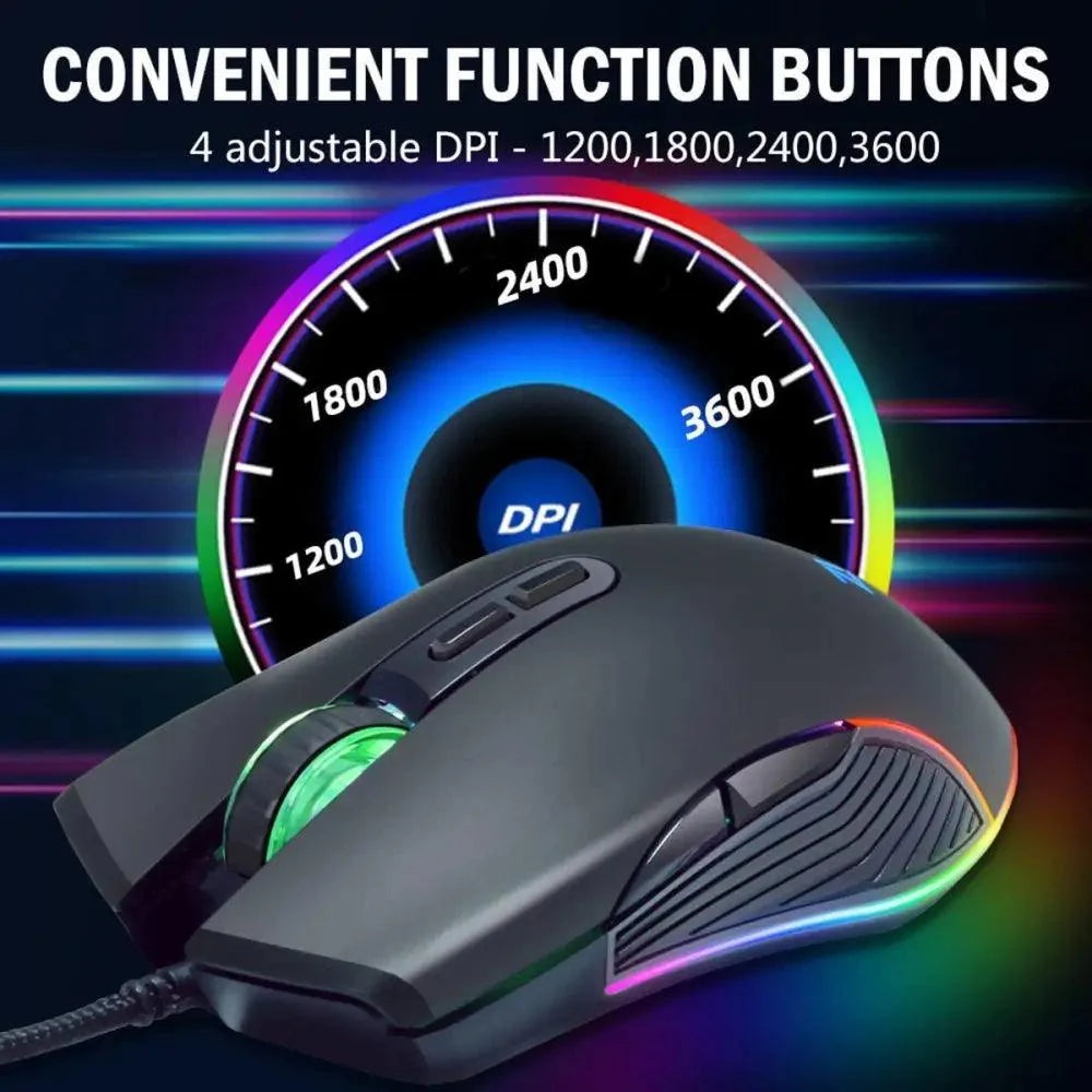 Ergonomic Design Wired RGB Professional Gaming Mouse Optical Gamer Mice Adjustable DPI Mouse With Backlight For Computer