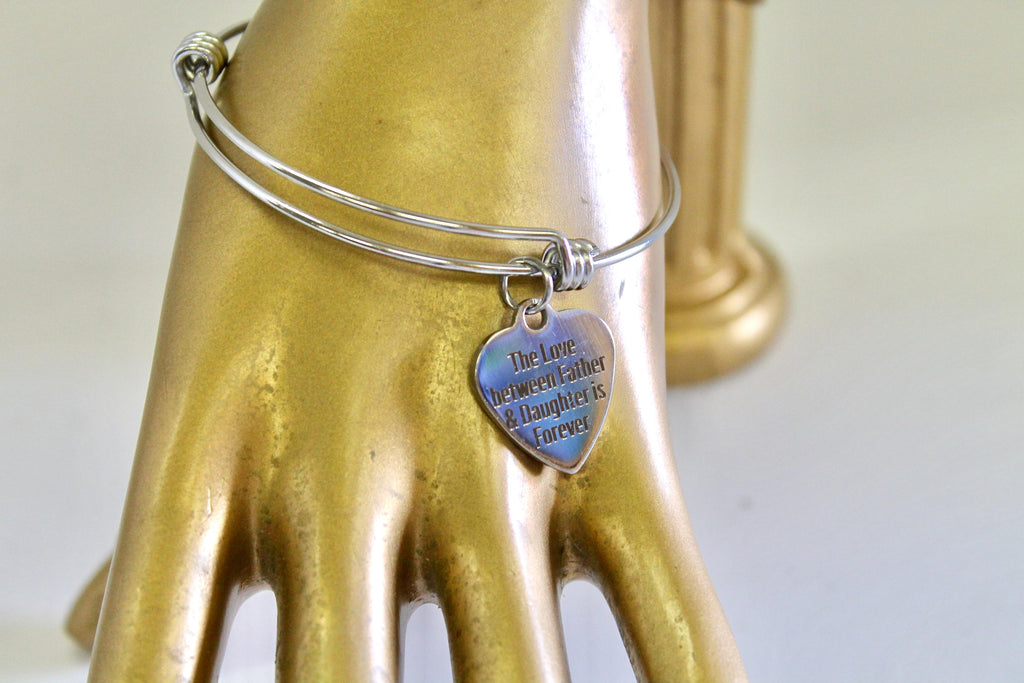 The Love Between Father and Daughter Is Forever Expanding Bangle Charm Bracelet, Gift for Daughter, Daugter Wedding Gift, Daddy's Girl Gift