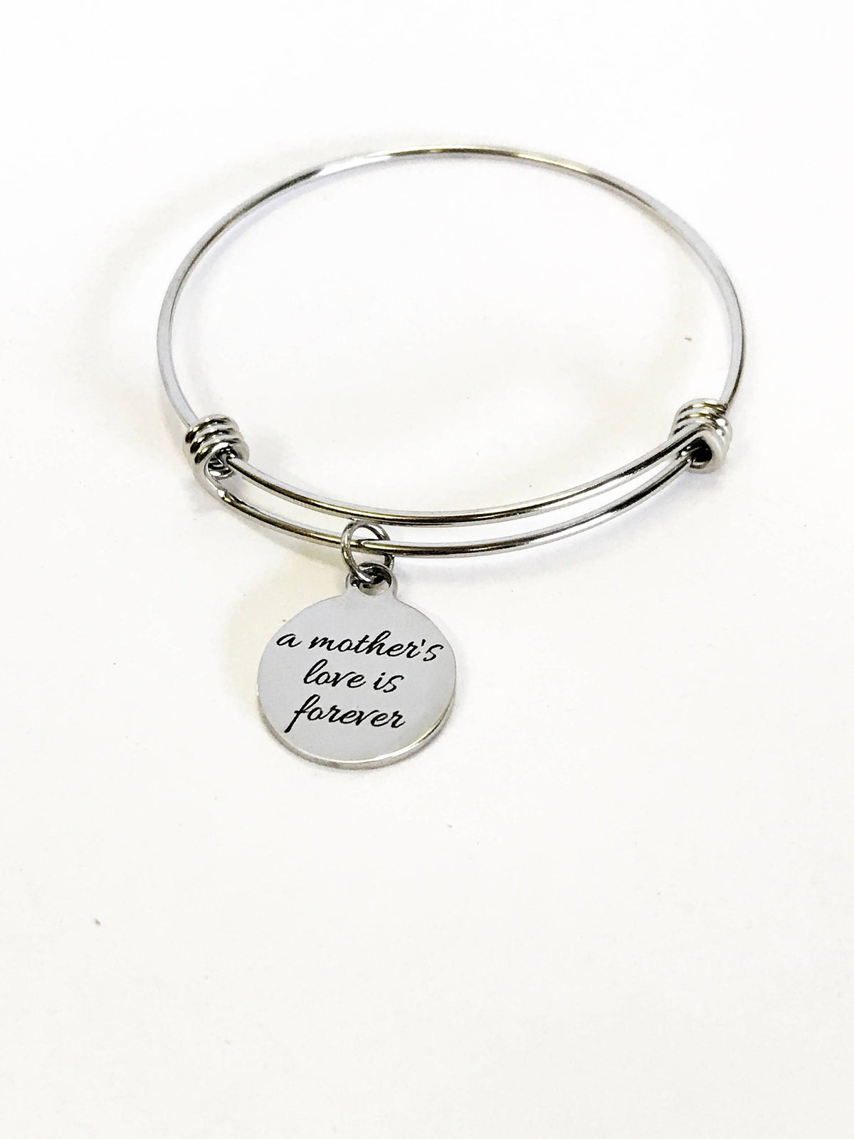 A Mother's Love Is Forever Expanding Bangle Charm Bracelet, Stacking Bangle, Jewelry Gift For Daughter, New Mother Gift For Her