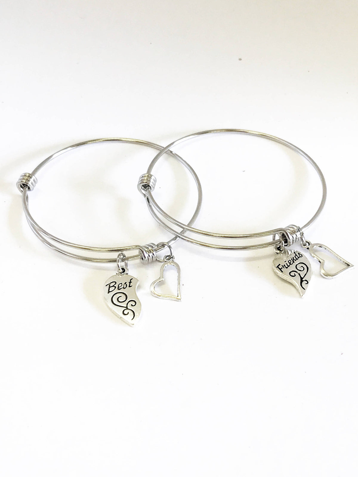Best Friends Expanding Bangle Charm Bracelet Set, Best Friend Gift, BFF Bestie Gift, Stacking Bracelet, Girlfriend Best Friends Forever