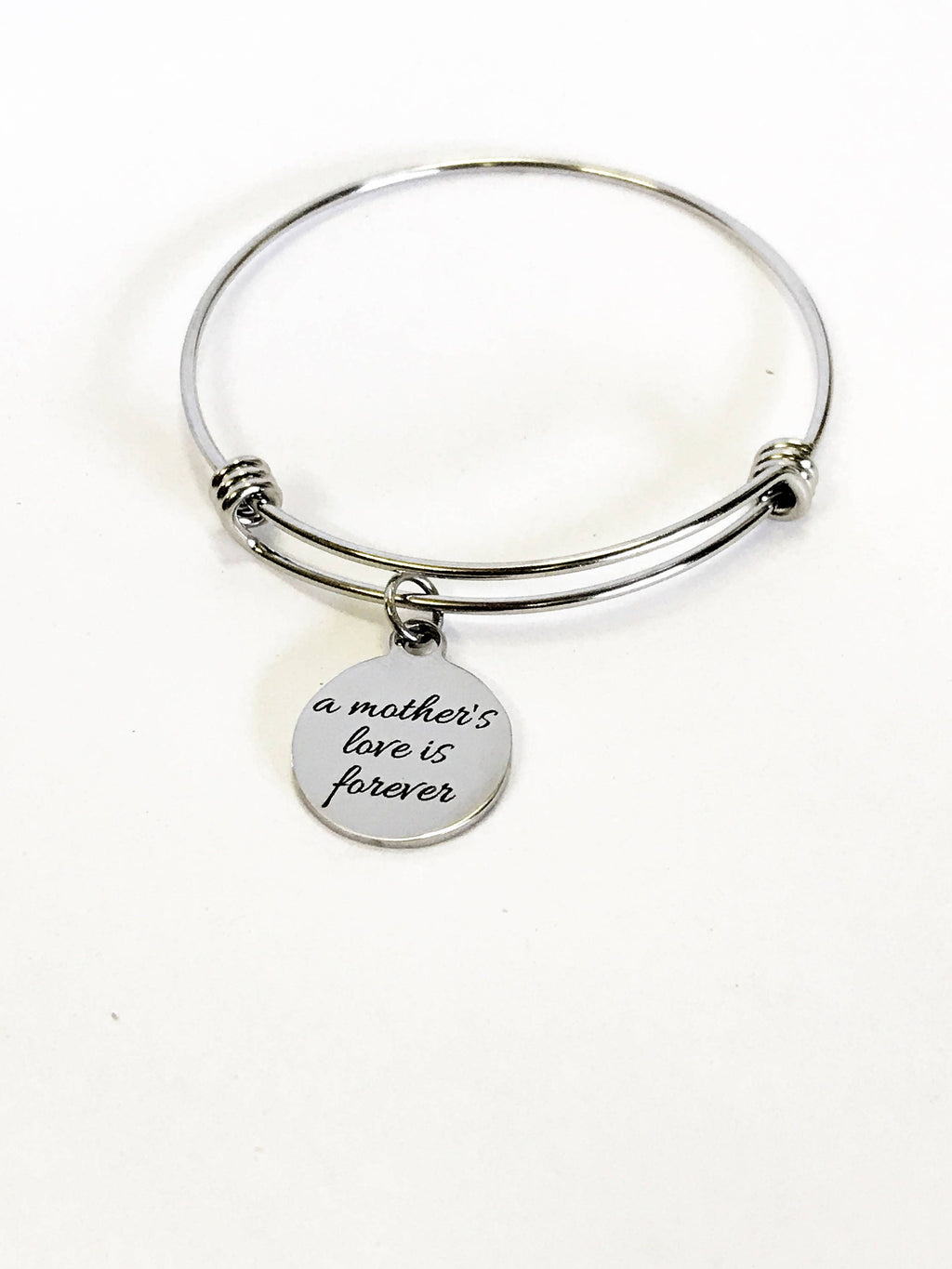 A Mother's Love Is Forever Expanding Bangle Charm Bracelet, Stacking Bangle, Jewelry Gift For Daughter, New Mother Gift For Her