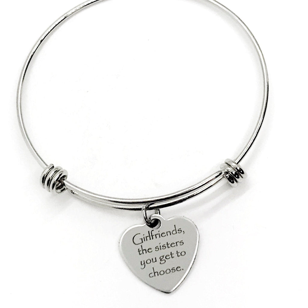 Charm Bangle, Girlfriends Are The Sisters You Get To Choose Bangle, Girlfriend Gift, Best Friend Gift, Friends Forever, Stacking Bracelet