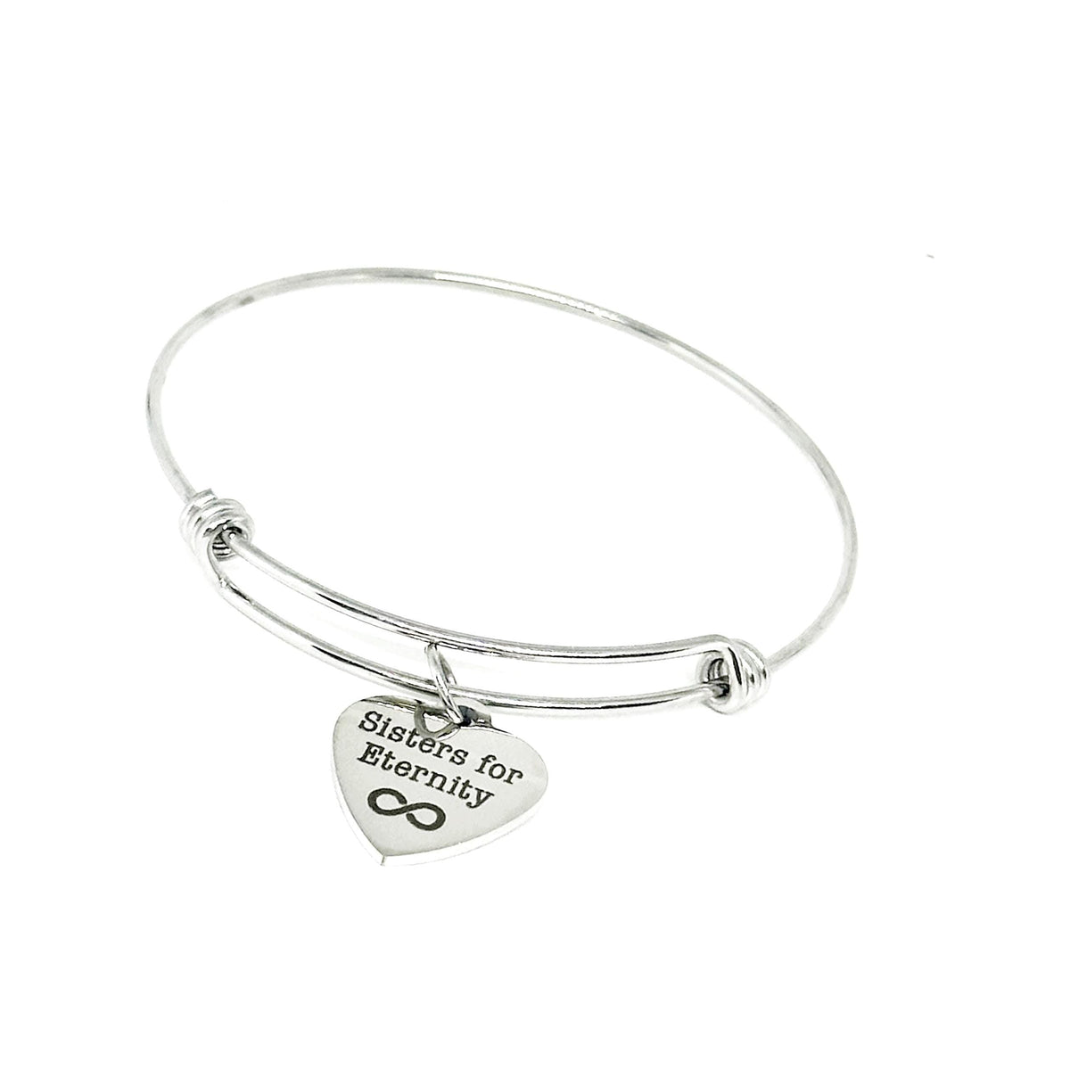 Sisters For Eternity Bracelet Stainless Steel Heart Charm Adjustable Bangle Infinity Symbol Gift For Sister Best Friend Forever Jewelry