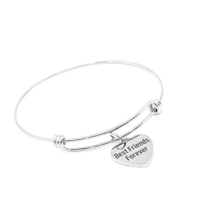 Best Friends Forever Stainless Steel Heart Charm Bracelet Adjustable Bangle Friendship Jewelry Gift For Her Matching Bracelets