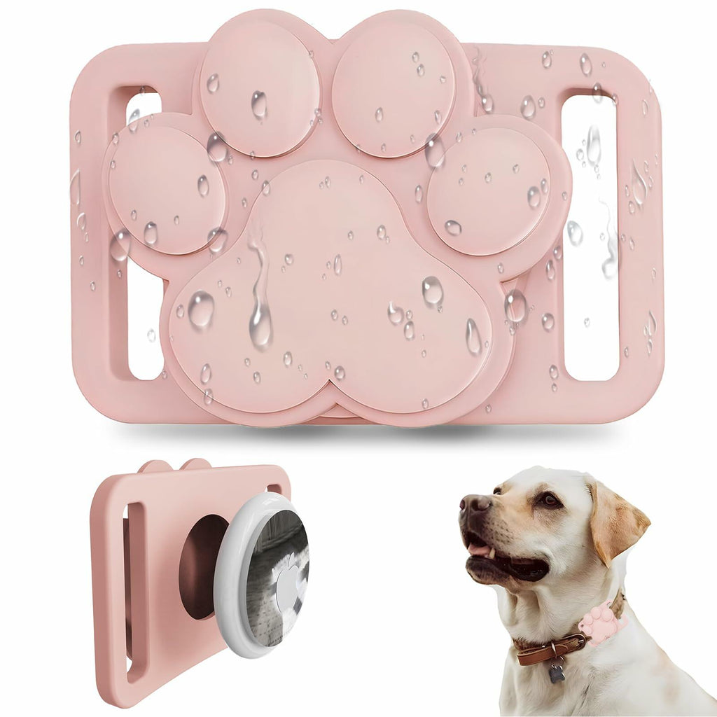 Airtag Dog Collar Holder Waterproof Case for Apple AirTag Pink